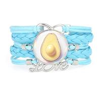 Bracelet En Cuir Tressé Bleu,Motif Texture Infinie,Avocat Et Fruit,Avec Sy