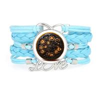 Bracelet En Cuir Tressé Bleu,Orné D'Un Pendentif Orange,Fruité Et À Bre