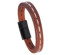 Bracelet En Cuir Tressé Double Couche Pour Homme Avec Fermoir, Style Vintage, Inspiré Des Héros Militaires Et Du Punk. Bijou Artisanal, Idéal Comme Cadeau Pour Homme Ou Femme. Noir, 22,5 Cm.