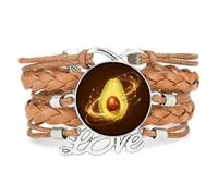 Bracelet En Cuir Tressé Marron,Ajustable,Motif Avocat,Fille,Fruit,Amour