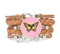 Bracelet En Cuir Tressé Marron, Motif Infini, Bonheur Et Papillon, Diffrac