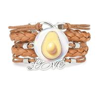 Bracelet En Cuir Tressé Marron,Motif Texture Infinie,Avocat Et Fruit,Orné