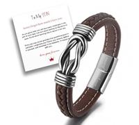 Bracelet en cuir tressé mère et fils, bracelet pour mon fils/petit-fils, bracelet en acier inoxydable avec fermeture magnétique, bracelet en cuir avec nœud, cadeau d'inspiration pour les bijoux
