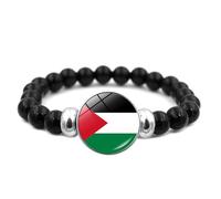 Bracelet en cuir tressé multicouche avec drapeau de la Palestine pour homme et femme, taille unique, Comme décrit