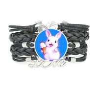 Bracelet En Cuir Tressé Noir Ajustable Avec Breloque Infinie Fault Art Rab