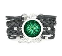 Bracelet En Cuir Tressé Noir,Avec Un Motif Orange Et Des Notes De Bonheur