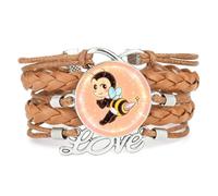 Bracelet En Cuir Tressé,Orné D'Abeilles,Avec Motif De Projection,Porte-Bo | Multistrat,Punk,Bracelet,Fait main,Offre,Bangle,Accessoire,Amie,Amoureux,Ethnique,Amitié,Anniversaire,Noël,Musique,Art