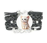 Bracelet En Cuir Tressé Texturé Ajustable Cookies Cat Fantastic Creative