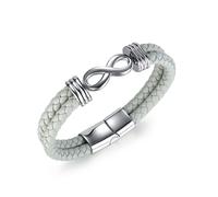 Bracelet En Cuir Tressé Vintage Breloque Infini Gris