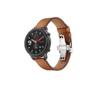 Bracelet en cuir véritable 20mm boucle papillon pour Huami Amazfit GTR 42mm - Argent/ Marron