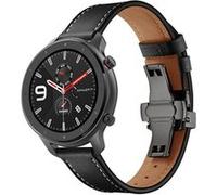Bracelet en cuir véritable 20mm boucle papillon pour Huami Amazfit GTR 42mm - Noir G