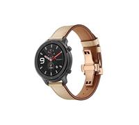 Bracelet en cuir véritable 20mm boucle papillon pour Huami Amazfit GTR 42mm - Or Rose/Abricot