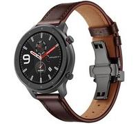 Bracelet en cuir véritable 22mm boucle papillon pour Huami Amazfit GTR 47mm - Noir/Café G