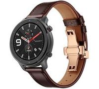 Bracelet en cuir véritable 22mm boucle papillon pour Huami Amazfit GTR 47mm - Or Rose/Café G