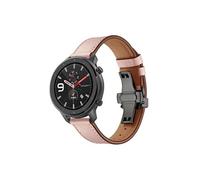Bracelet en cuir véritable 22mm boucle papillon / pour Huami Amazfit GTR 47mm - Rose/Noir G