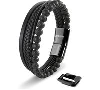 SERASAR Bracelet 'Stone' noir, Taille 20 cm