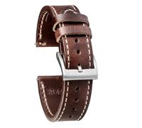 Bracelet en cuir véritable marron doux fait main en cuir de cheval 18 mm, 20 mm, 22 mm, M, Acétate, Pas de pierre précieuse