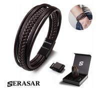 SERASAR Bracelet 'Braid' marron, Taille 25 cm