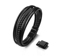 SERASAR Bracelet 'Braid' noir, Taille 19 cm