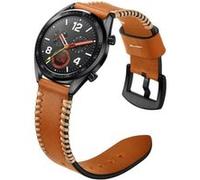 Bracelet en cuir véritable points de côté 22mm marron pour votre Huawei Watch GT/Watch 2 Pro/Honor Watch Magic G