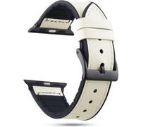 Bracelet en cuir véritable + silicone blanc pour votre Apple Watch Series 3/2/1 42mm/Series 4 44mm G