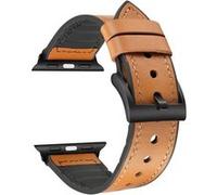 Bracelet en cuir véritable + silicone marron foncé pour votre Apple Watch Series 3/2/1 42mm/Series 4 44mm