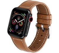 Bracelet en cuir véritable + silicone qualité marron pour votre Apple Watch Series 1/2/3 42mm Series 4/5 44mm G