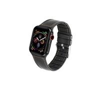 Bracelet en cuir véritable + silicone qualité noir pour votre Apple Watch Series 1/2/3 42mm Series 4/5 44mm