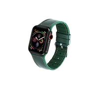 Bracelet en cuir véritable + silicone qualité vert pour votre Apple Watch Series 1/2/3 42mm Series 4/5 44mm