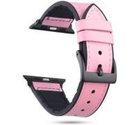 Bracelet en cuir véritable + silicone rose pour votre Apple Watch Series 3/2/1 42mm/Series 4 44mm G