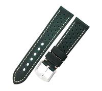 Bracelet en Cuir Vintage de 20 cm de Long et 20 à 24 mm de Large, Design élégant et Classique, Accessoires réglables et remplaçables,Dark Green Silver-24mm