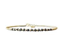 Bracelet en diamant noir de 2 mm, perles à facettes en forme de pépites, fermoir plaqué or réglable de 17,8 cm, pour hommes et femmes | LK_STACK_00960