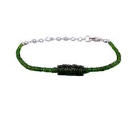 Bracelet en diopside chromé, perles à facettes de 2 à 5 mm, forme rondelle, fermoir plaqué argent réglable de 17,8 cm, pour hommes et femmes | LK_STACK_01947