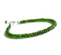 Bracelet en diopside chromé, perles à facettes de 3,5 à 4 mm, forme rondelle, fermoir plaqué argent réglable de 17,8 cm, pour hommes et femmes | LK_STACK_01950