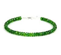 Bracelet en diopside chromé, perles à facettes de 3 à 3,5 mm, forme rondelle, fermoir plaqué argent, 17,8 cm, pour hommes et femmes | LK_STACK_01956