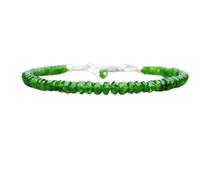 Bracelet en diopside chromé, perles à facettes de 3 à 3,5 mm, forme rondelle, fermoir plaqué argent réglable de 17,8 cm, pour hommes et femmes | LK_STACK_01953