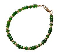 Bracelet en diopside chromé, perles à facettes de 3 à 3,5 mm, forme rondelle, fermoir plaqué or de 17,8 cm, pour hommes et femmes | LK_STACK_01954
