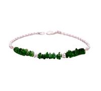 Bracelet en diopside chromé, perles brutes de 3 à 5 mm, taille brute, réglable, 17,8 cm, plaqué or rose, pour hommes et femmes | LK_STACK_01979