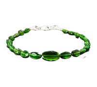 Bracelet en diopside chromé, perles ovales à facettes, 3 x 6-8 x 14 mm, fermoir plaqué argent, 17,8 cm, pour hommes et femmes | LK_STACK_01943