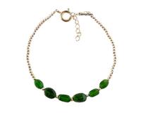 Bracelet en diopside chromé, perles ovales lisses de 5 x 7 à 7 x 9 mm, fermoir plaqué argent réglable de 17,8 cm, pour hommes et femmes | LK_STACK_01944