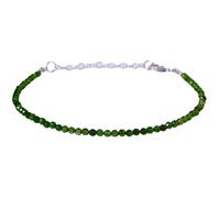 Bracelet en diopside chromé, perles rondes à facettes de 2 mm, fermoir plaqué argent réglable de 17,8 cm, pour hommes et femmes | LK_STACK_01966