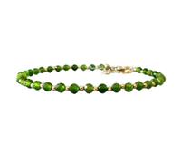 Bracelet en diopside chromé, perles rondes à facettes de 3,5 mm, fermoir plaqué argent réglable de 17,8 cm, pour hommes et femmes | LK_STACK_01967