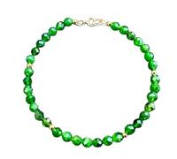 Bracelet en diopside chromé, perles rondes à facettes de 4 mm, fermoir plaqué or de 17,8 cm, pour hommes et femmes | LK_STACK_01975