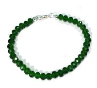 Bracelet en diopside chromé, perles rondes à facettes de 6 mm, fermoir plaqué argent de 17,8 cm, pour hommes et femmes | LK_STACK_01976