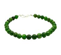 Bracelet en diopside chromé, perles rondes de 8 mm, taille lisse, fermoir plaqué argent de 17,8 cm, pour hommes et femmes | LK_STACK_01978
