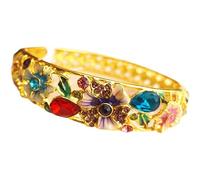 Bracelet en émail，Vintage Bangles Bracelet ovale en émail cloisonné avec strass, bijoux creux Vintage, haut de gamme, dorure de fleurs, charnière de printemps, manchette, cadeau for femmes(Multi_Diame