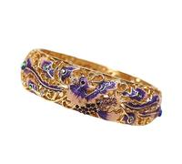 Bracelet en émail,Vintage Bangles Bracelets multicolores larges en strass phénix, accessoires en émail cloisonné, manchette à charnière à ressort Animal, dorure ajourée, bijoux for femmes(Purple_Diame