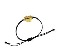 Bracelet en forme de coeur gravé personnalisé -acier inoxidable -cordelette simili-cuir -cadeau anniversaire, noel, fete, saint valentin - homme, femme, enfant -gravé 2 faces -ajustable (Doré)