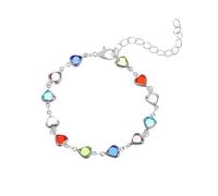 Bracelet en forme de cœur coloré avec pierres précieuses arc-en-ciel - Bracelet en forme de cœur - Bijoux pour femmes et filles - Boucles d'oreilles créoles larges, taille unique, Métal, Pas de pierre