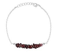 Bracelet en grenat brut de 3 à 5 mm, perles lisses, 17,8 cm, fermoir plaqué argent réglable, pour hommes et femmes | LK_STACK_03345